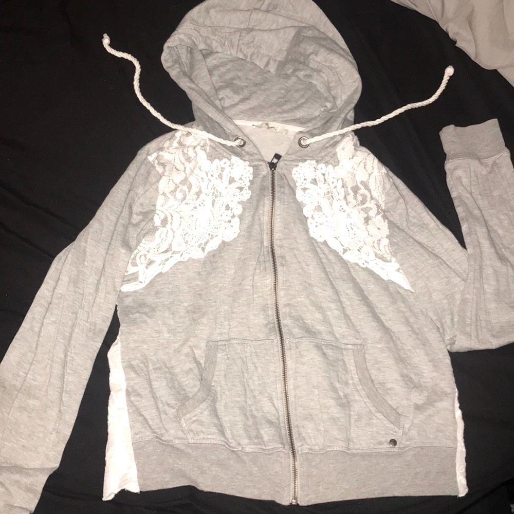 Grey zip up hoodie